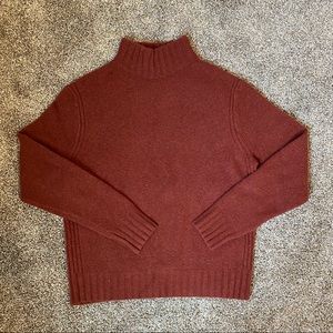 Rust colored J Crew Point Sur mock neck merino blend sweater size L